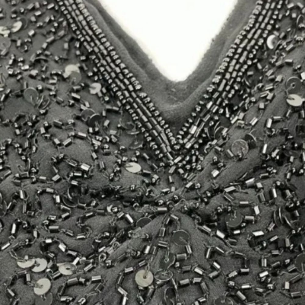 VINTAGE Adrianna Papell Size XL Top Elegant Black Sequin Womens Blouse Dressy - Picture 10 of 16